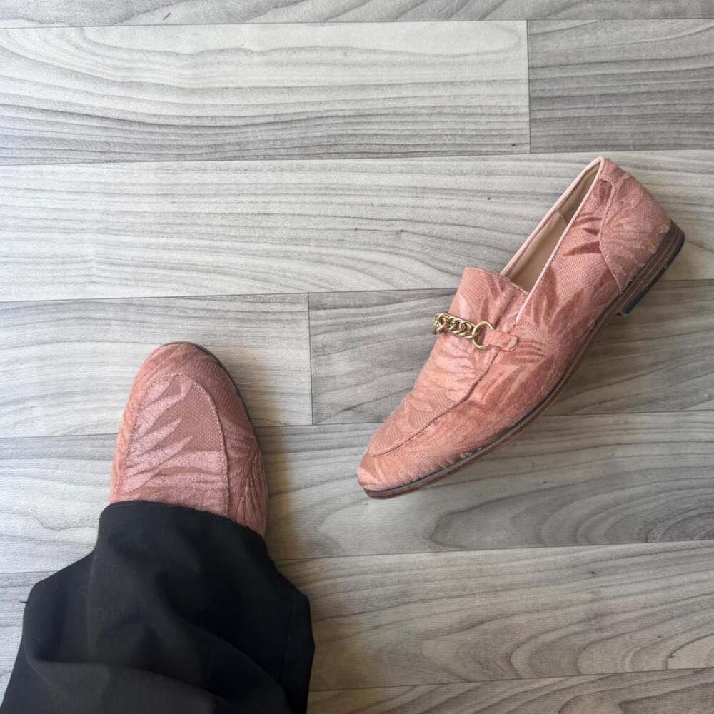 ASOS Design Pink Velvet Chain Loafers